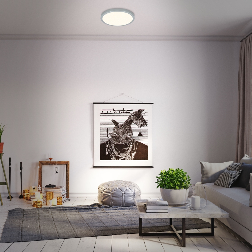 Briloner 3704-014-LED Dimbar taklampa RUNA LED/22W/230V 2700-6500K silver + fjärrkontroll