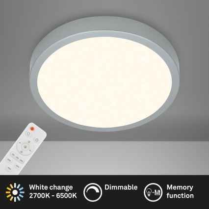 Briloner 3704-014-LED Dimbar taklampa RUNA LED/22W/230V 2700-6500K silver + fjärrkontroll