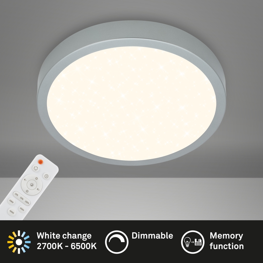 Briloner 3704-014-LED Dimbar taklampa RUNA LED/22W/230V 2700-6500K silver + fjärrkontroll