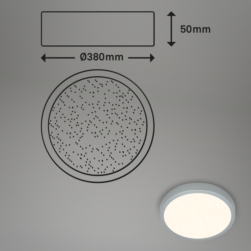 Briloner 3704-014-LED Dimbar taklampa RUNA LED/22W/230V 2700-6500K silver + fjärrkontroll