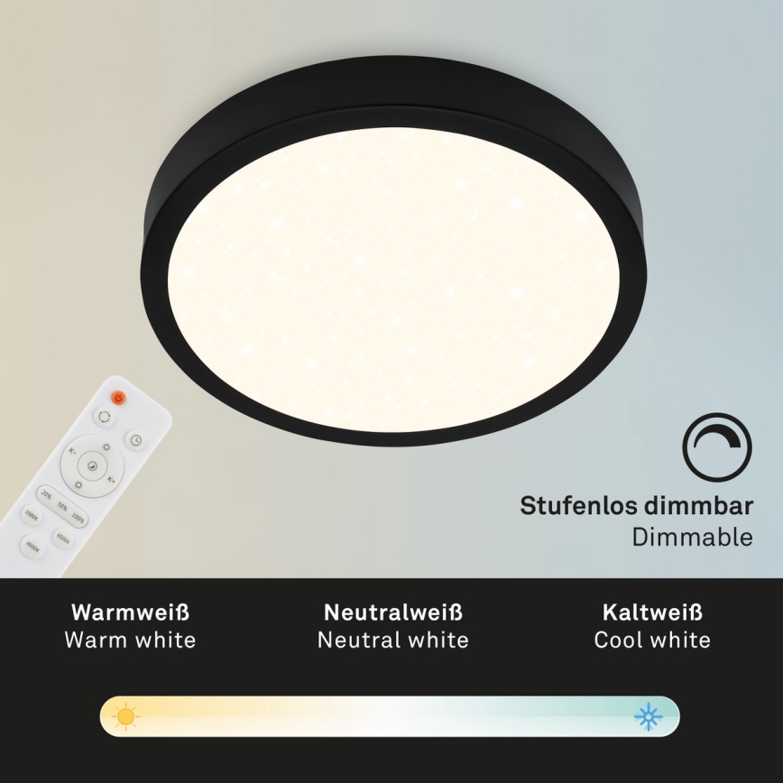 Briloner 3704-015 - LED Dimbar taklampa RUNA LED/22W/230V 2700-6500K svart + fjärrkontroll