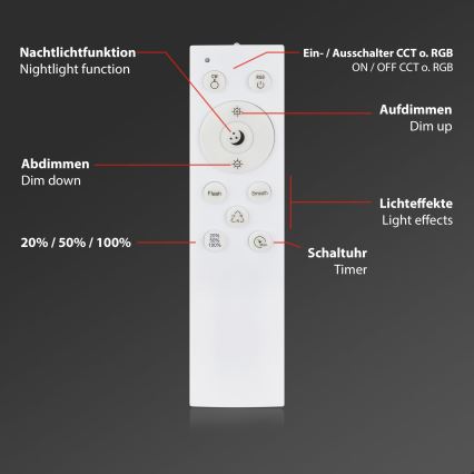 Briloner 3709-014 - LED RGBW Dimbar taklampa LED/22W/230V 4000K diameter 38 cm silver + fjärrkontroll