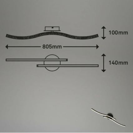 Briloner 3718-025 - LED fäst ljuskrona REY 2xLED/6W/230V svart