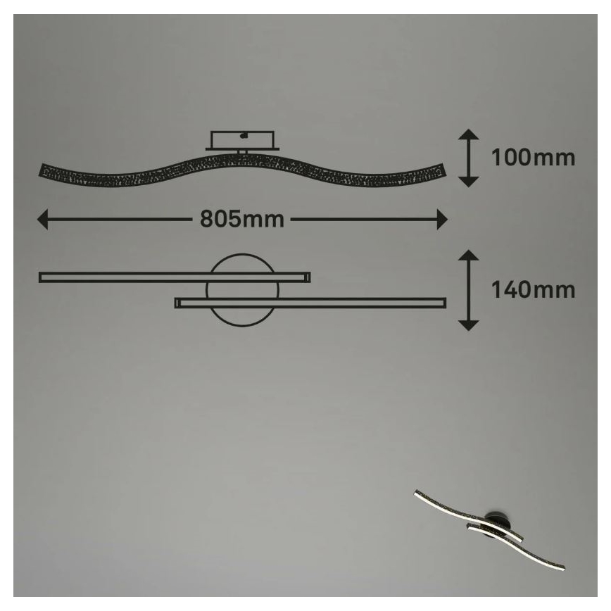 Briloner 3718-025 - LED fäst ljuskrona REY 2xLED/6W/230V svart