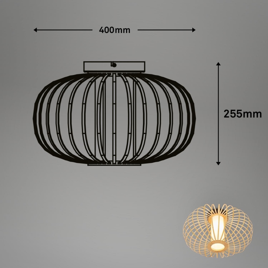 Briloner 3759011 - Taklampa 1xE27/10W/230V diameter 40 cm bambu