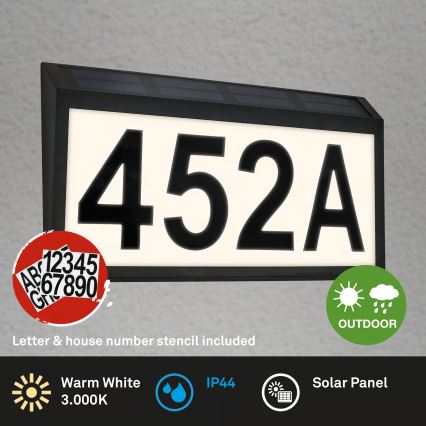Briloner 3797015 - Solcellsdriven LED-husnummerskylt LED/0,5W/1,2V 1200 mAh IP44