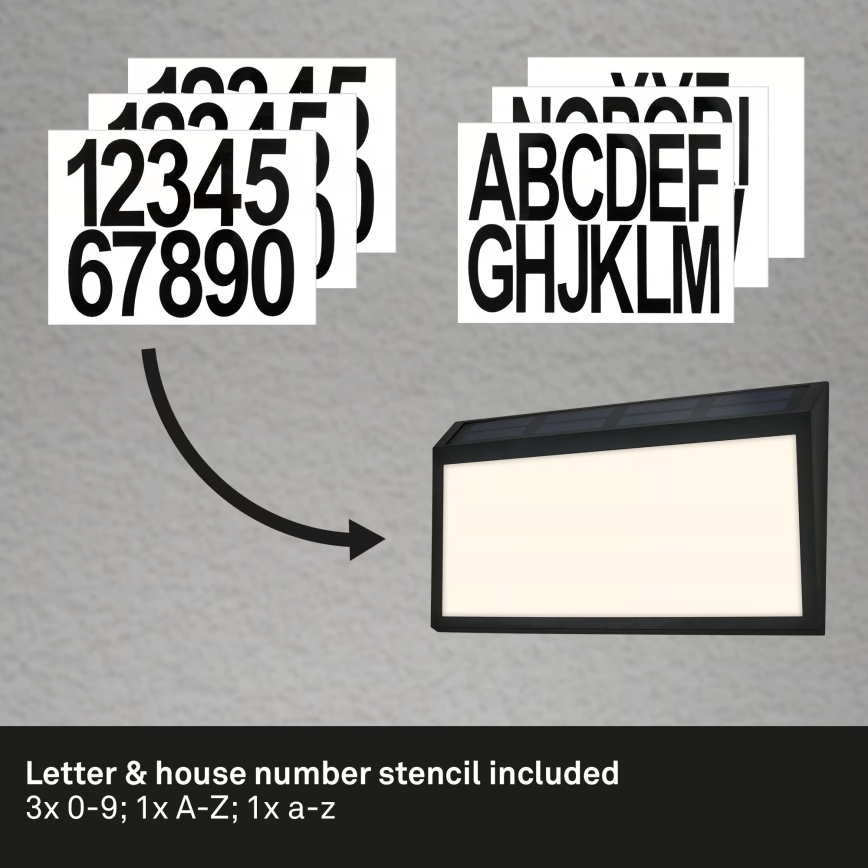 Briloner 3797015 - Solcellsdriven LED-husnummerskylt LED/0,5W/1,2V 1200 mAh IP44