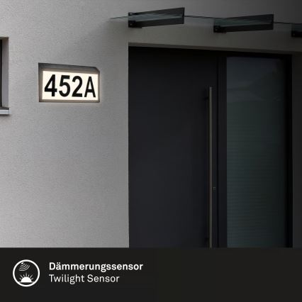 Briloner 3797015 - Solcellsdriven LED-husnummerskylt LED/0,5W/1,2V 1200 mAh IP44