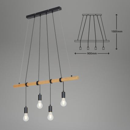 Briloner 4015045 - Ljuskrona med textilsladd 4xE27/25W/230V gummiträd