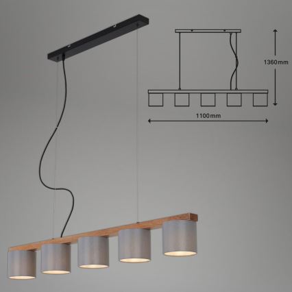 Briloner 4075-054 - Pendel med kabel 5xE14/25W/230V