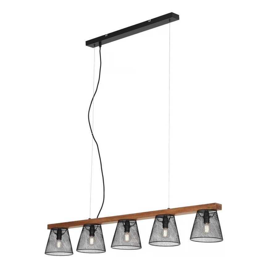Briloner 4077-055 - Takpendel WOOD & STYLE 5xE14/25W/230V, gummiträ