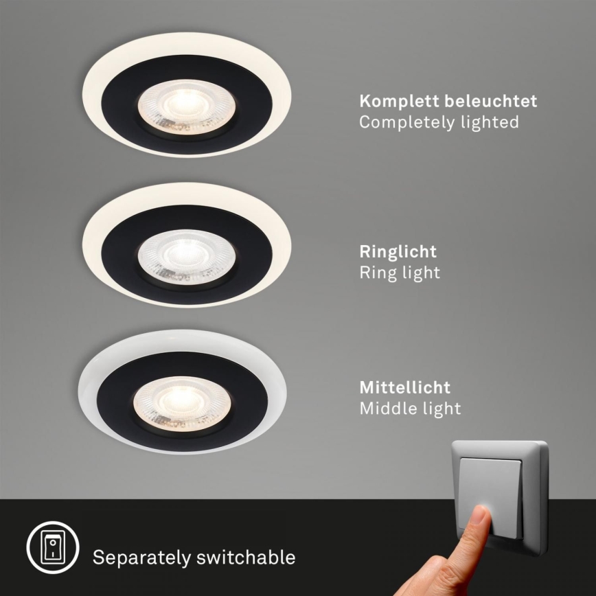 Briloner 7039-035 - KIT 3x Infälld LED badrumsbelysning LED/5W/230V IP44