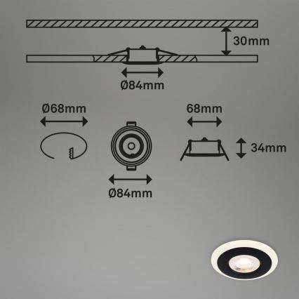 Briloner 7039-035 - KIT 3x Infälld LED badrumsbelysning LED/5W/230V IP44