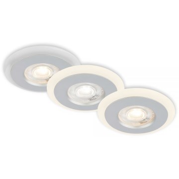 Briloner 7039034 - Set med 3 infällda badrumsarmaturer, 3x LED, 5W/230V, IP44, mattkrom