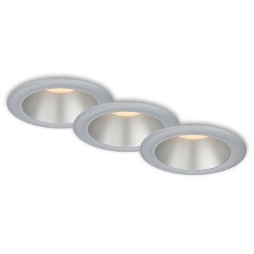 Briloner 7041-034 - KIT 3x Infälld LED badrumsbelysning LED/4,9W/230V IP44 silver