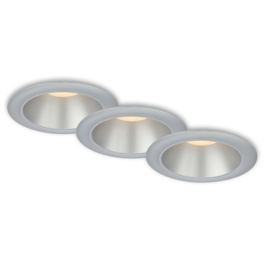 Briloner 7041-034 - KIT 3x Infälld LED badrumsbelysning LED/4,9W/230V IP44 silver