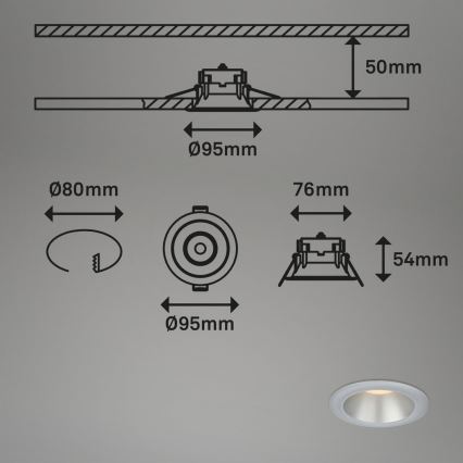 Briloner 7041-034 - KIT 3x Infälld LED badrumsbelysning LED/4,9W/230V IP44 silver