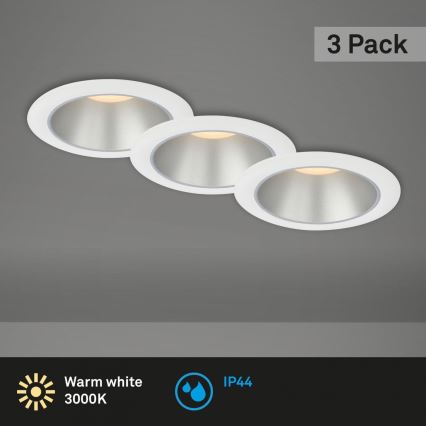 Briloner 7041-036 - KIT 3x Infälld LED badrumsbelysning LED/4,9W/230V IP44 vit