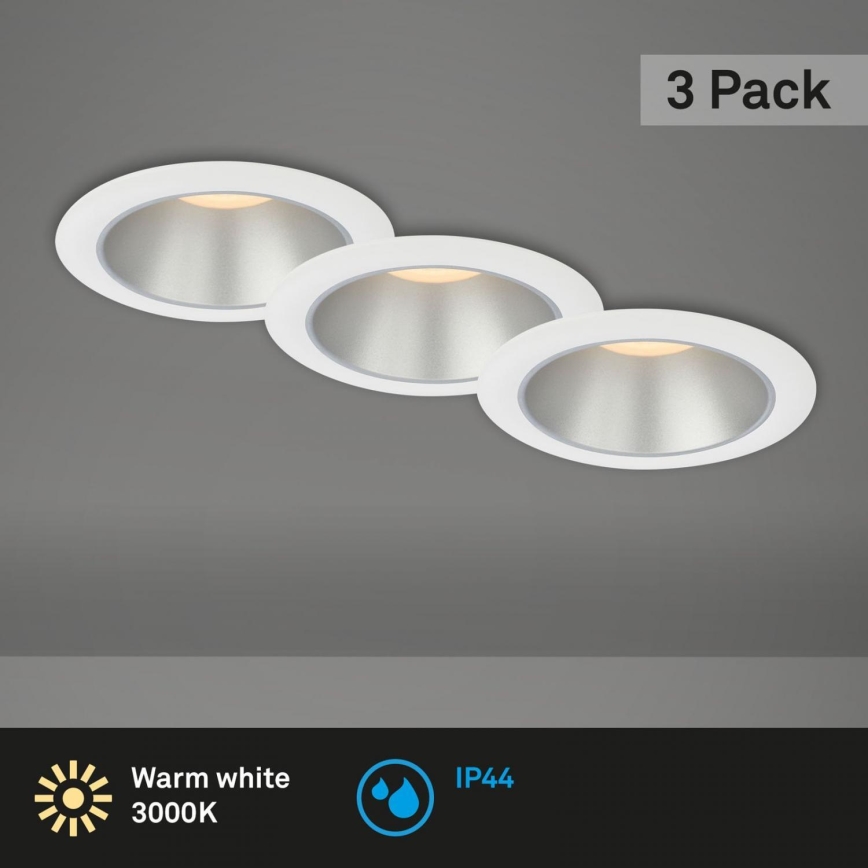 Briloner 7041-036 - KIT 3x Infälld LED badrumsbelysning LED/4,9W/230V IP44 vit