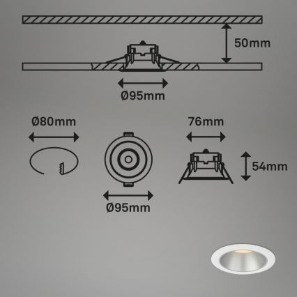 Briloner 7041-036 - KIT 3x Infälld LED badrumsbelysning LED/4,9W/230V IP44 vit