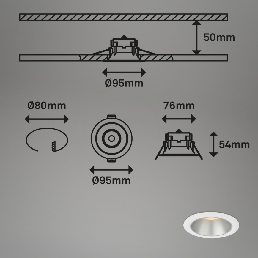 Briloner 7041-036 - KIT 3x Infälld LED badrumsbelysning LED/4,9W/230V IP44 vit