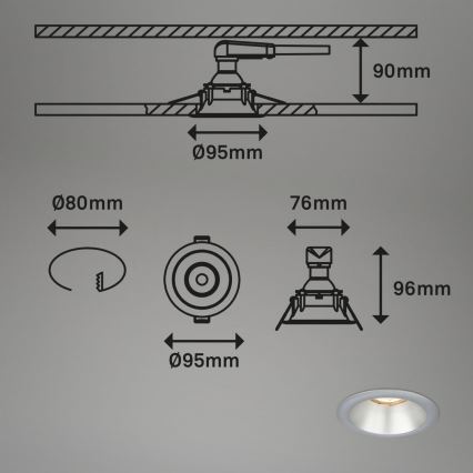 Briloner 7042-034 - KIT 3x Badrum infälld lampa 1xGU10/9W/230V IP23 silver