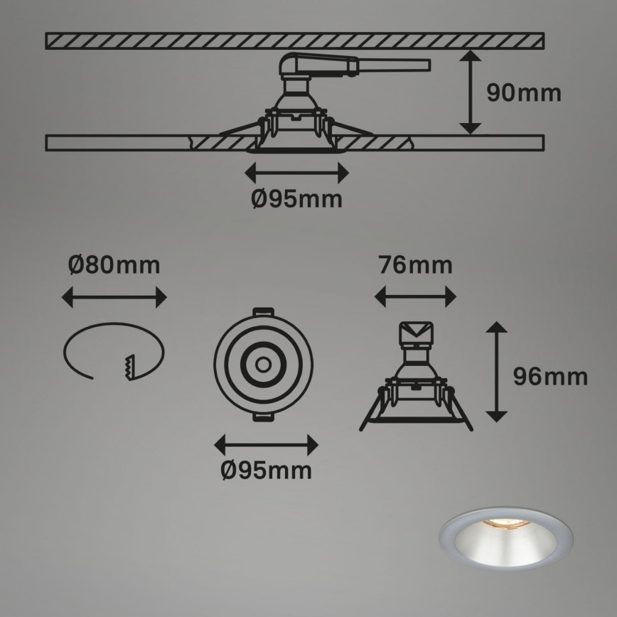 Briloner 7042-034 - KIT 3x Badrum infälld lampa 1xGU10/9W/230V IP23 silver