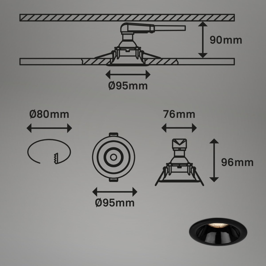 Briloner 7042-035 - KIT 3x Badrum infälld lampa 1xGU10/9W/230V IP23