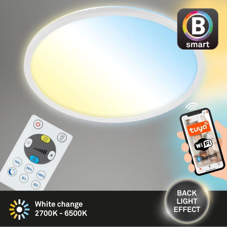 Briloner 7058-016 - LED Dimbar lampa SLIM LED/18W/230V 2700-6500K Wi-Fi Tuya + fjärrkontroll
