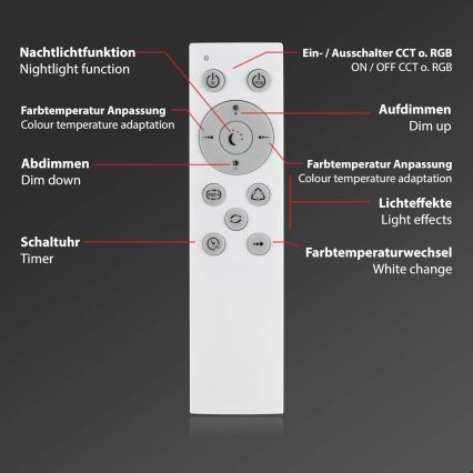 Briloner 7087-016 - LED RGBW Ljusreglerad belysning SMART LED/24W/230V 3000-6500K Wi-Fi Tuya + fjärrkontroll