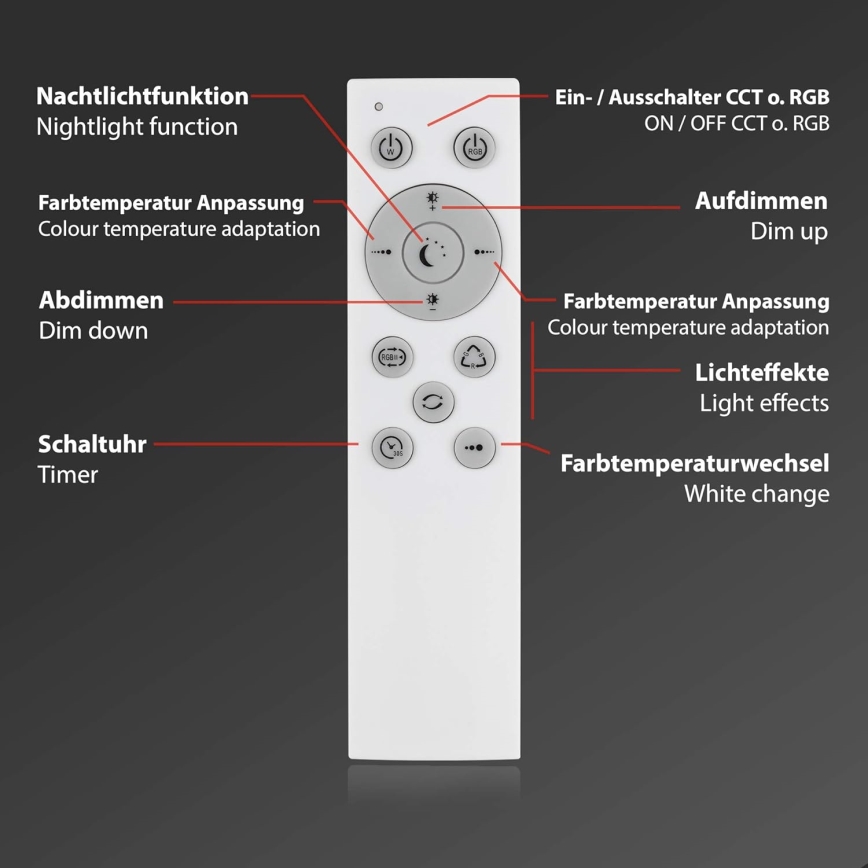 Briloner 7087-016 - LED RGBW Ljusreglerad belysning SMART LED/24W/230V 3000-6500K Wi-Fi Tuya + fjärrkontroll