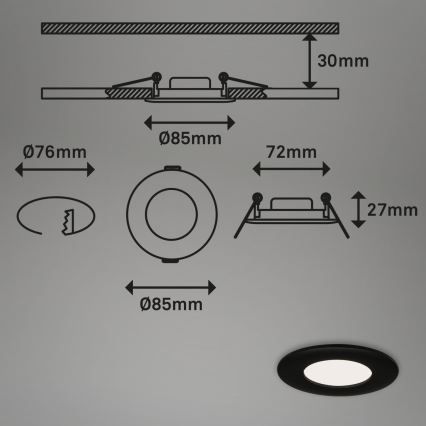 Briloner 7113-415 - Infälld LED badrumsbelysning FLAT LED/5W/230V IP44