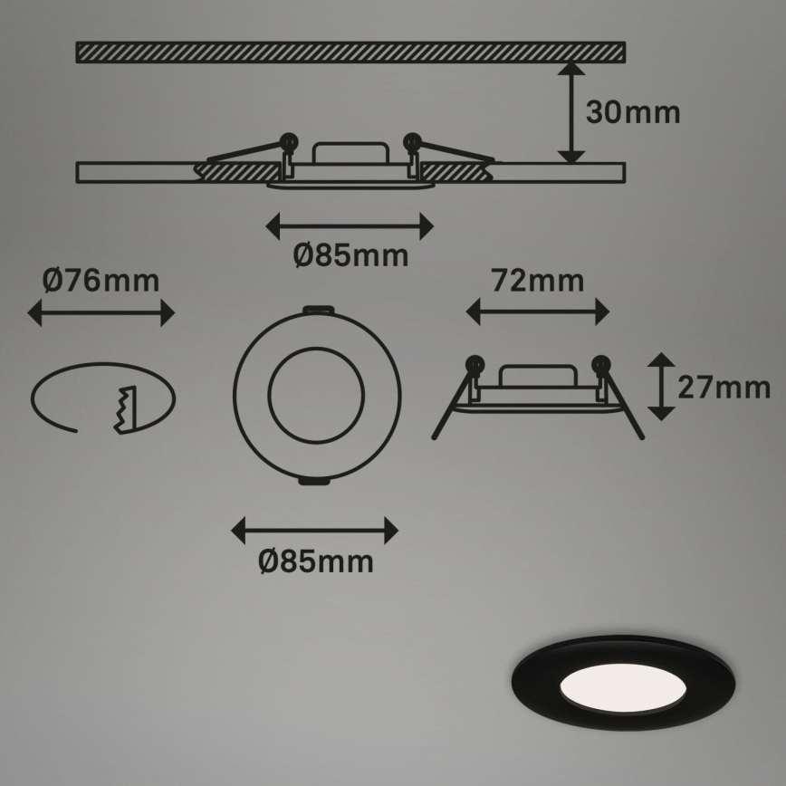 Briloner 7113-415 - Infälld LED badrumsbelysning FLAT LED/5W/230V IP44