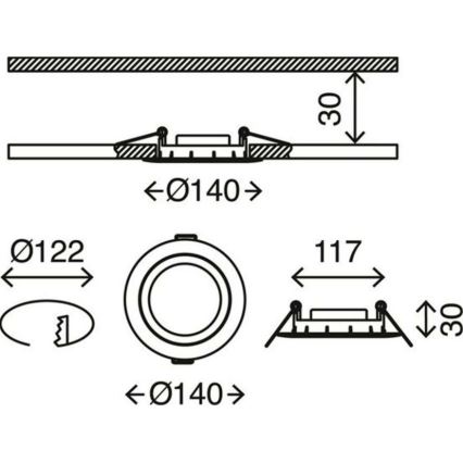 Briloner 7116-412 - Infälld LED badrumsbelysning FLAT IN LED/9W/230V IP23