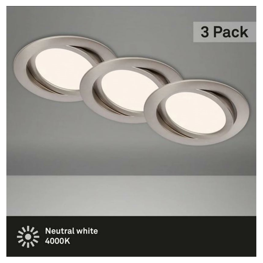 Briloner 7116-432 - KIT 3x Infälld LED badrumsbelysning FLAT IN LED/9W/230V IP23