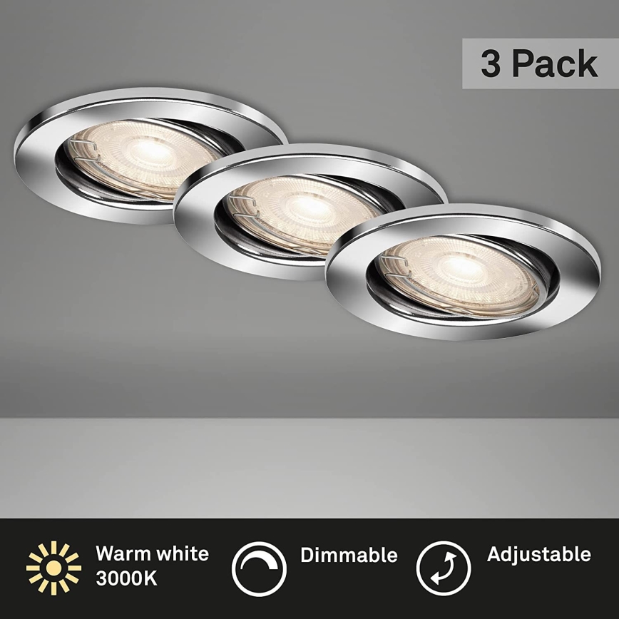 Briloner 7148-038-UPPSÄTTNING 3xLED Justerbar ljusstyrka badrumslampa  1xGU10/5W/230V IP23