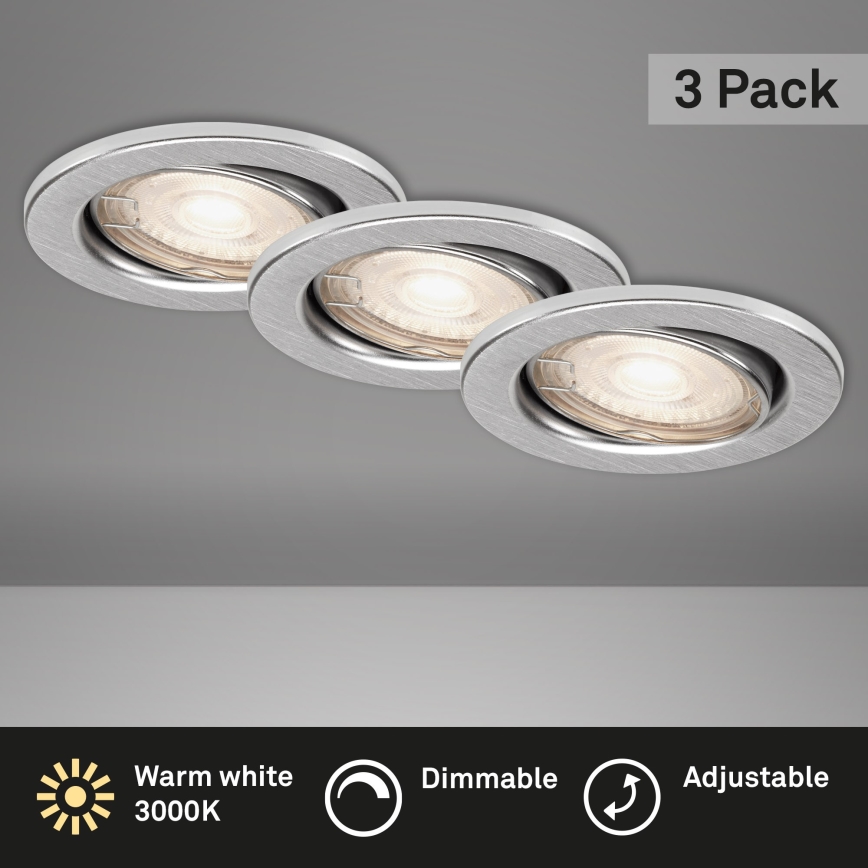 Briloner 7148 - 039-UPPSÄTTNING 3xLED ljusreglerad badrumslampa  1xGU10/5,5W/230V IP23