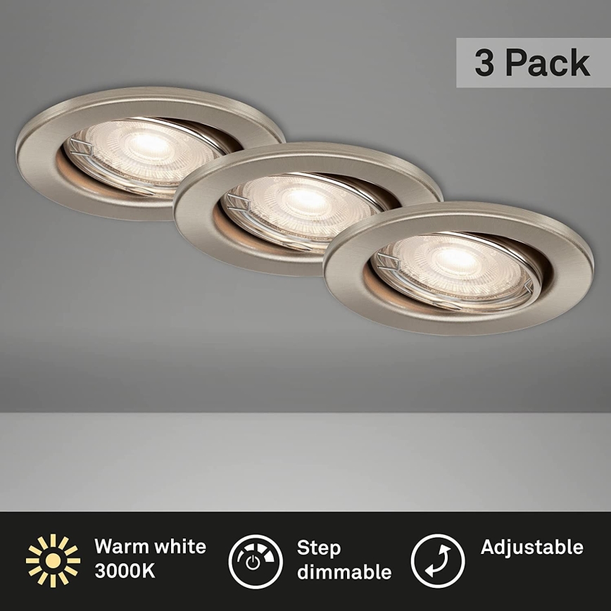 Briloner 7149-032 - UPPSÄTTNING 3xLED ljusreglerad badrumslampa  1xGU10/5W/230V IP23