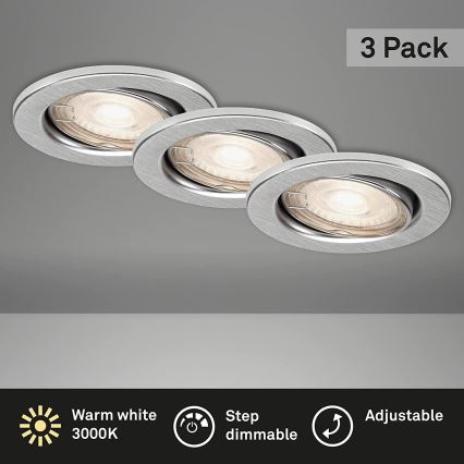 Briloner 7149-039 - UPPSÄTTNING 3xLED ljusreglerad badrumslampa  1xGU10/5W/230V IP23