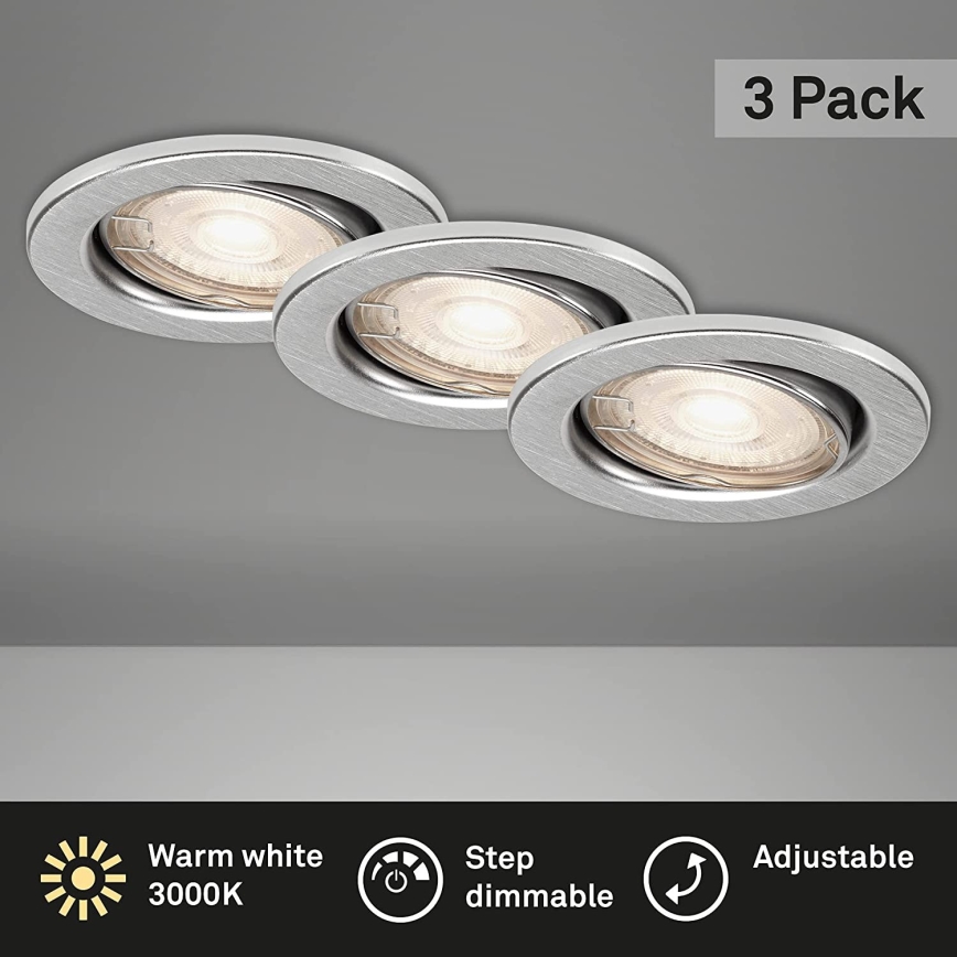 Briloner 7149-039 - UPPSÄTTNING 3xLED ljusreglerad badrumslampa  1xGU10/5W/230V IP23