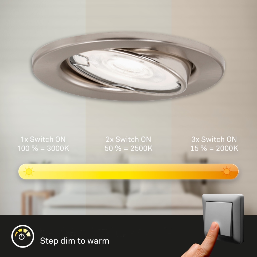 Briloner 7182-032 - UPPSÄTTNING 3xLED ljusreglerad badrumslampa  1xGU10/5W/230V IP23