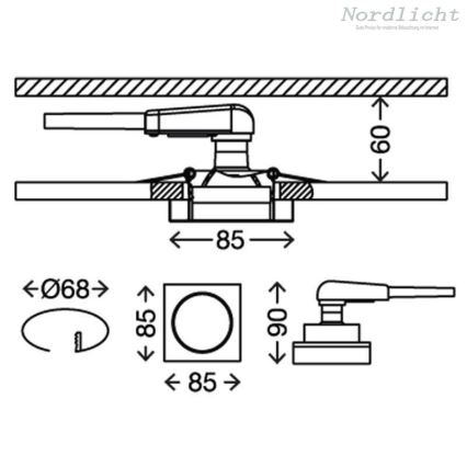 Briloner 7200-016 - Infälld LED badrumsbelysning ATTACH 1xGU10/3W/230V IP23