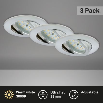 Briloner 7209-039 - Set om 3 LED-infällda badrumslampor ATTACH LED/5W/230V IP23 matt krom