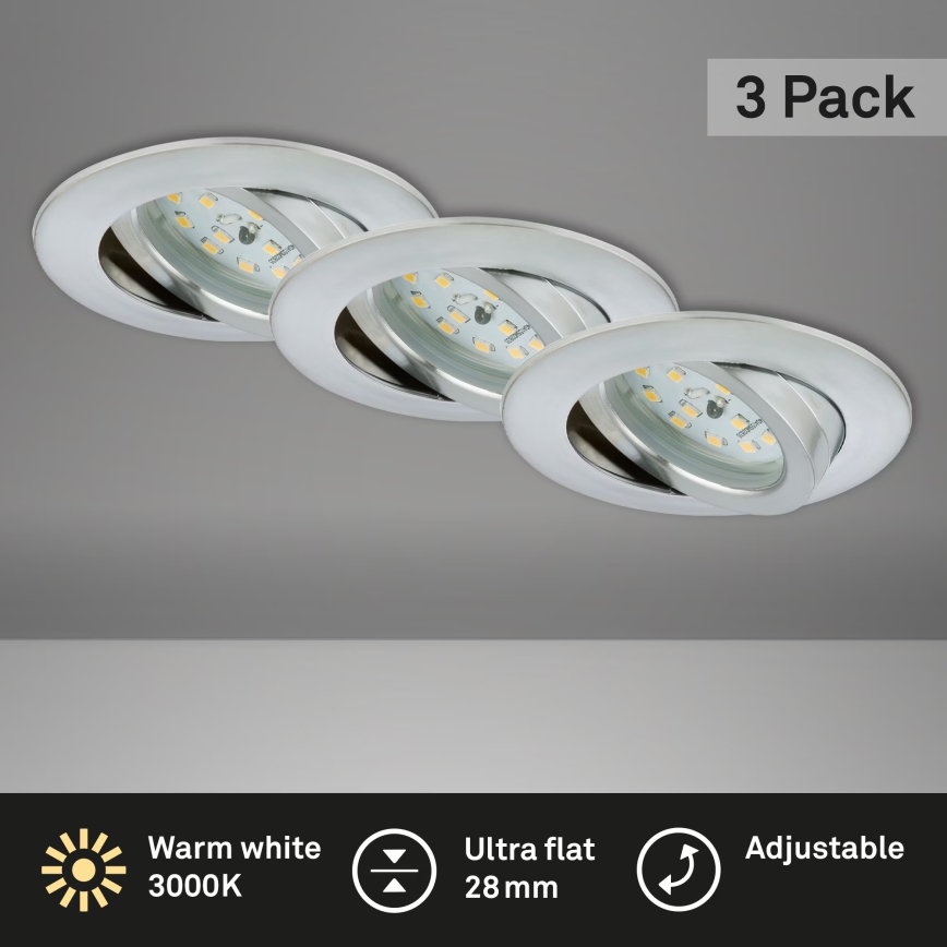 Briloner 7209-039 - Set om 3 LED-infällda badrumslampor ATTACH LED/5W/230V IP23 matt krom