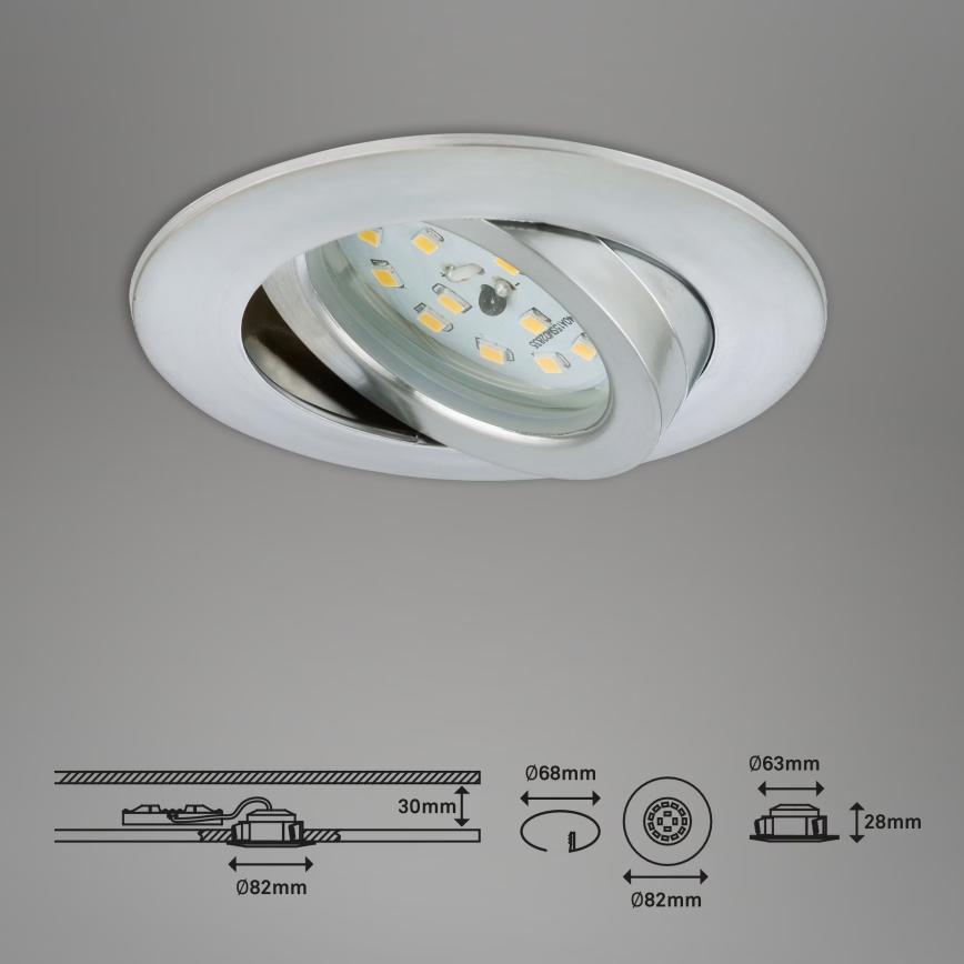 Briloner 7209-039 - Set om 3 LED-infällda badrumslampor ATTACH LED/5W/230V IP23 matt krom