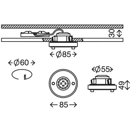 Briloner 7214-012 - Infälld LED badrumsbelysning ATTACH LED/5W/230V IP44