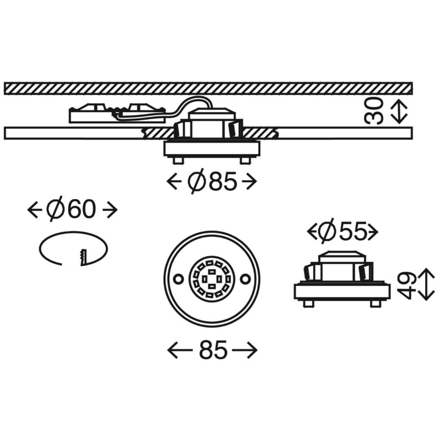 Briloner 7214-012 - Infälld LED badrumsbelysning ATTACH LED/5W/230V IP44
