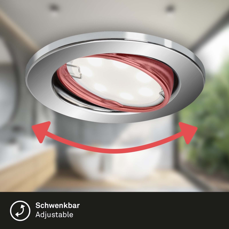 Briloner 7221-038 - KIT 3x LED hängande taklampa för badrum 1xGU10/3W/230V IP23 skinande krom