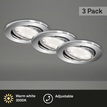 Briloner 7221-038 - KIT 3x LED hängande taklampa för badrum 1xGU10/3W/230V IP23 skinande krom