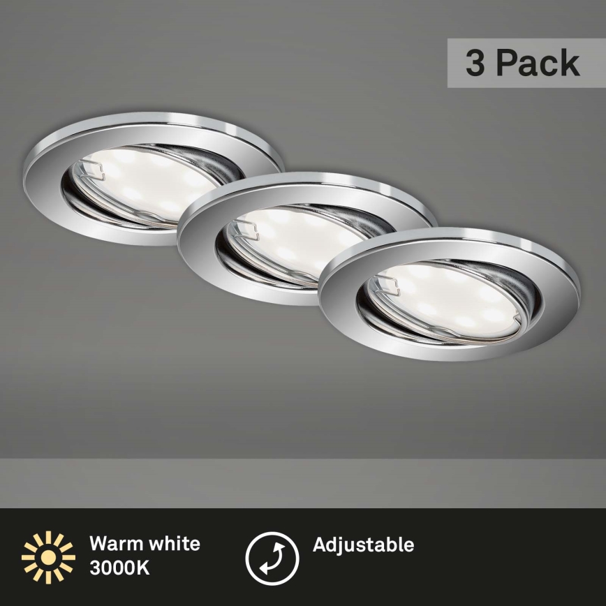 Briloner 7221-038 - KIT 3x LED hängande taklampa för badrum 1xGU10/3W/230V IP23 skinande krom